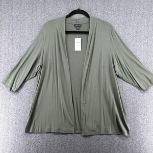 J Jill Wearever Collection Olive Green 1X Open Front Cardigan Sweater Wardrobe